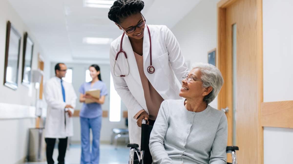 A physician supporting a patient.